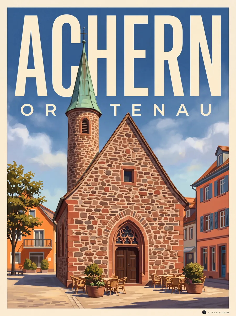 Nikolauskapelle in Achern mit spitzem Turm, Malerisch