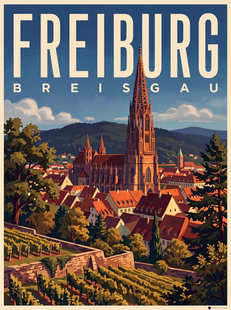 Freiburger Altstadt und Münster vom Schlossberg aus, Malerisch