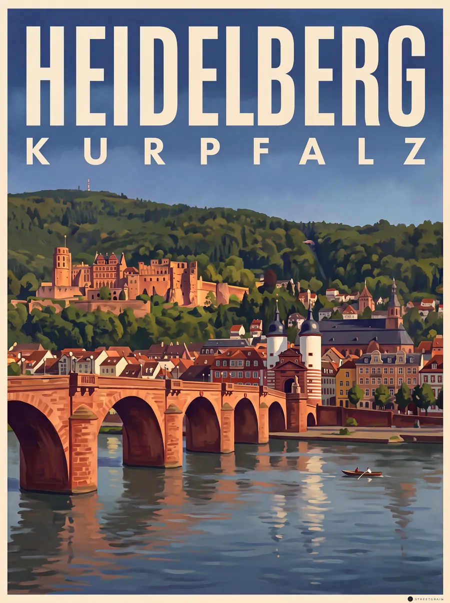 Alte Brücke in Heidelberg mit Brückentor, Altstadt und Schloss, Malerisch