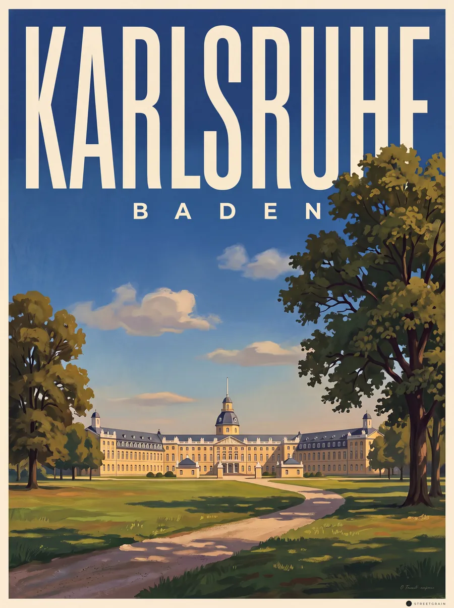 Karlsruher Schloss vom Schlossgarten aus, Malerisch
