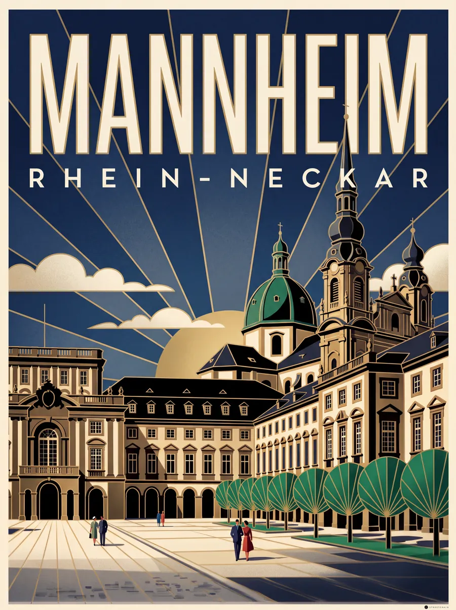 Mannheimer Barockschloss mit Jesuitenkirche, Art déco