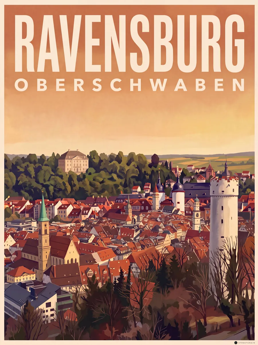Ravensburger Altstadt mit ihren Türmen und dem Mehlsack, Malerisch